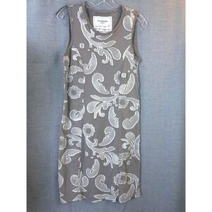 Alabama Chanin Hand Appliqué Organic Cotton Sleeveless Dress Gray S Artisan
